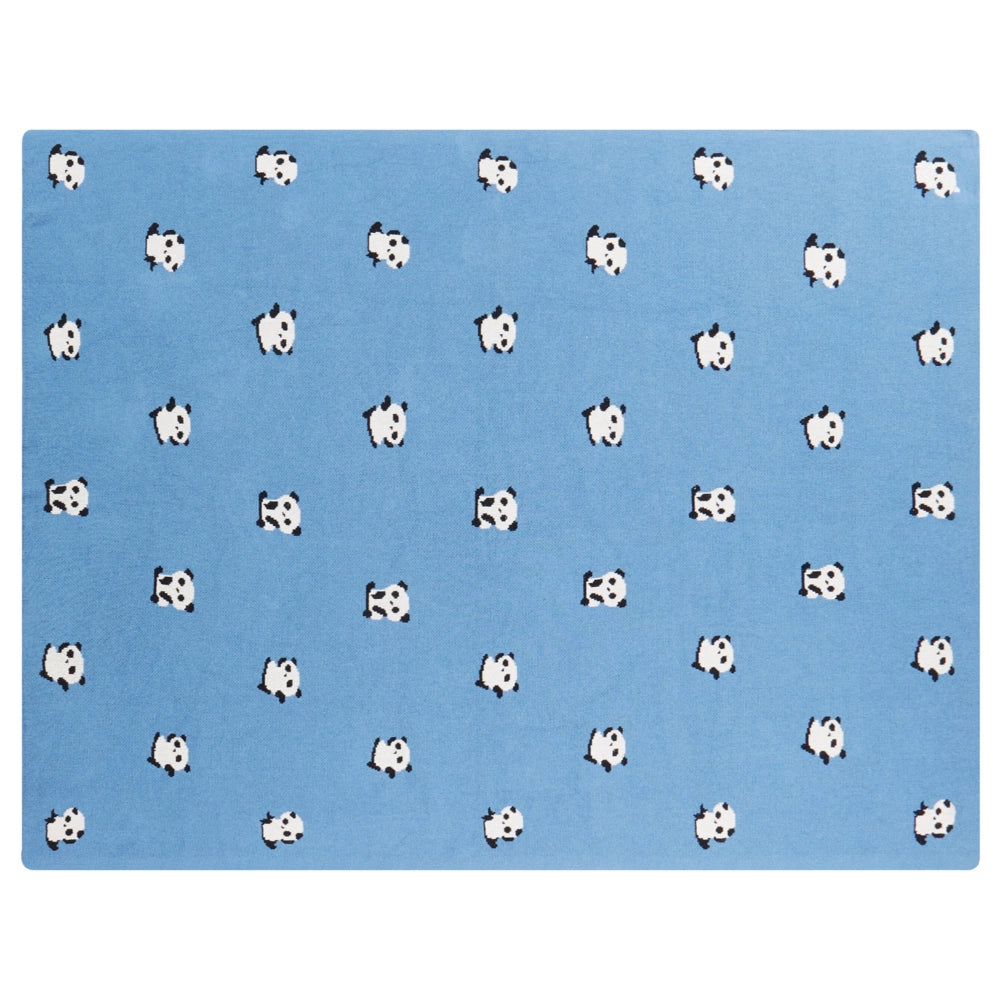 Copertina in cotone blu per la cameretta con motivo panda 130 x 170 cm stile moderno