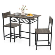 Set di 3 pezzi per sala da pranzo: tavolo 80 x 52,5 x 77 cm 2 sedie ergonomiche dal design industriale in metallo grigio 20_0011938