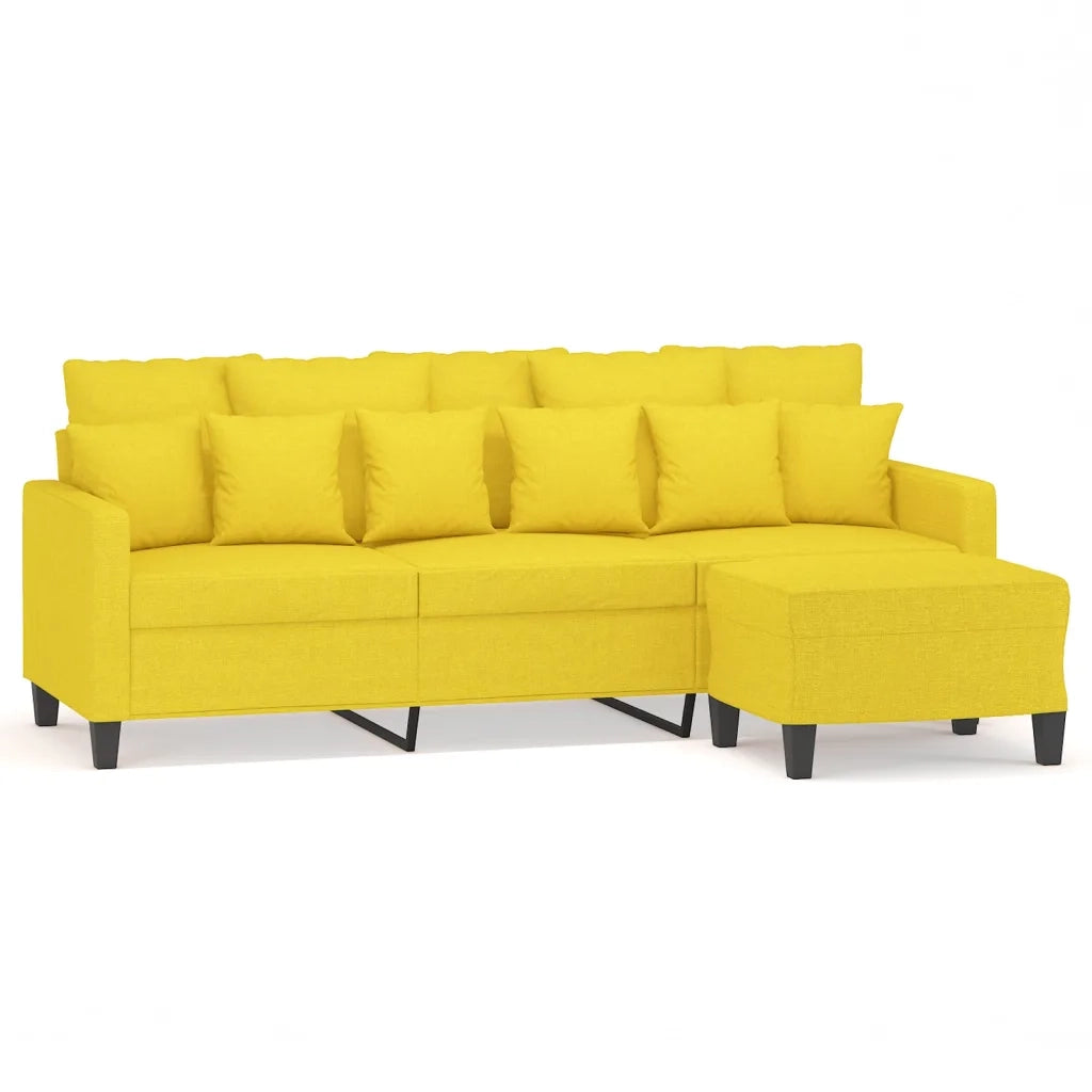Divano a 3 Posti con Poggiapiedi Giallo Chiaro 180cm in Tessutocod mxl 94983