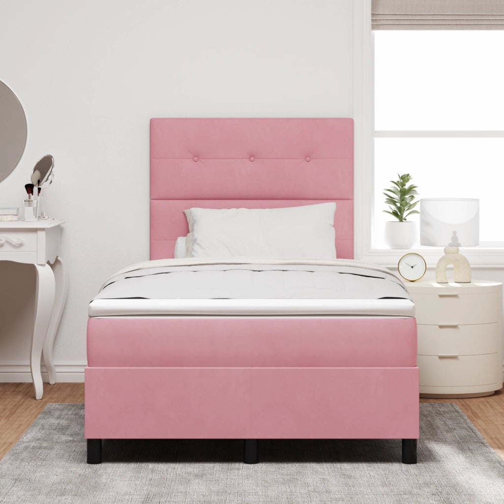 Letto Box Spring con Materasso e LED Rosa 120x200 cm Velluto