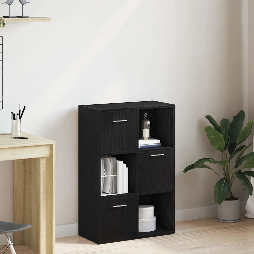 Libreria/Divisorio per ambienti Rovere Nero 60,5x30x90 cm in Legno Multistrato 862473