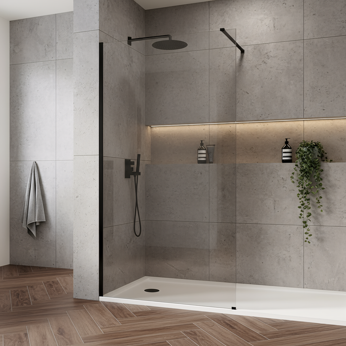 Parete Doccia Rea Flexi Transparent / Black 100