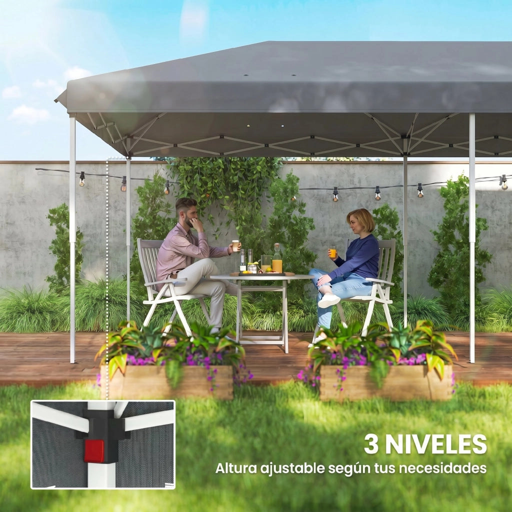 Gazebo Pieghevole 6x3 m con Pareti Laterali Rete Anti-UV ¨C Zephmum ¨C Grigio