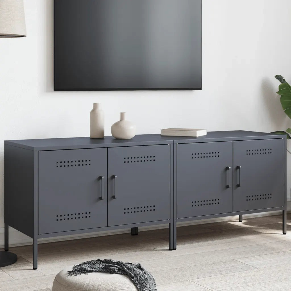 Mobili TV 2pz | Armadietto TV | Mobile Porta TV Antracite 68x39x50,5 cm in Acciaio