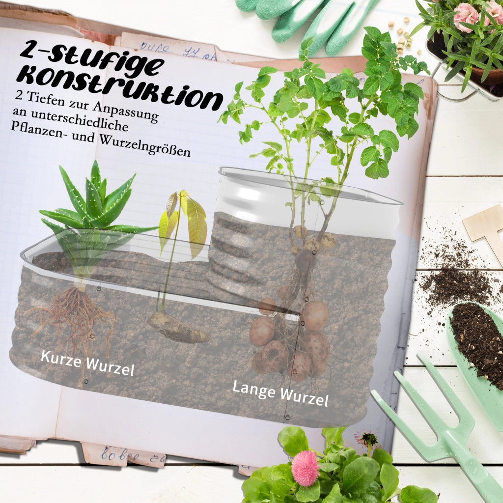 Hochbeet da giardino 2 piani in metallo ¨C zephmum ¨C 120x90x30cm colore argento