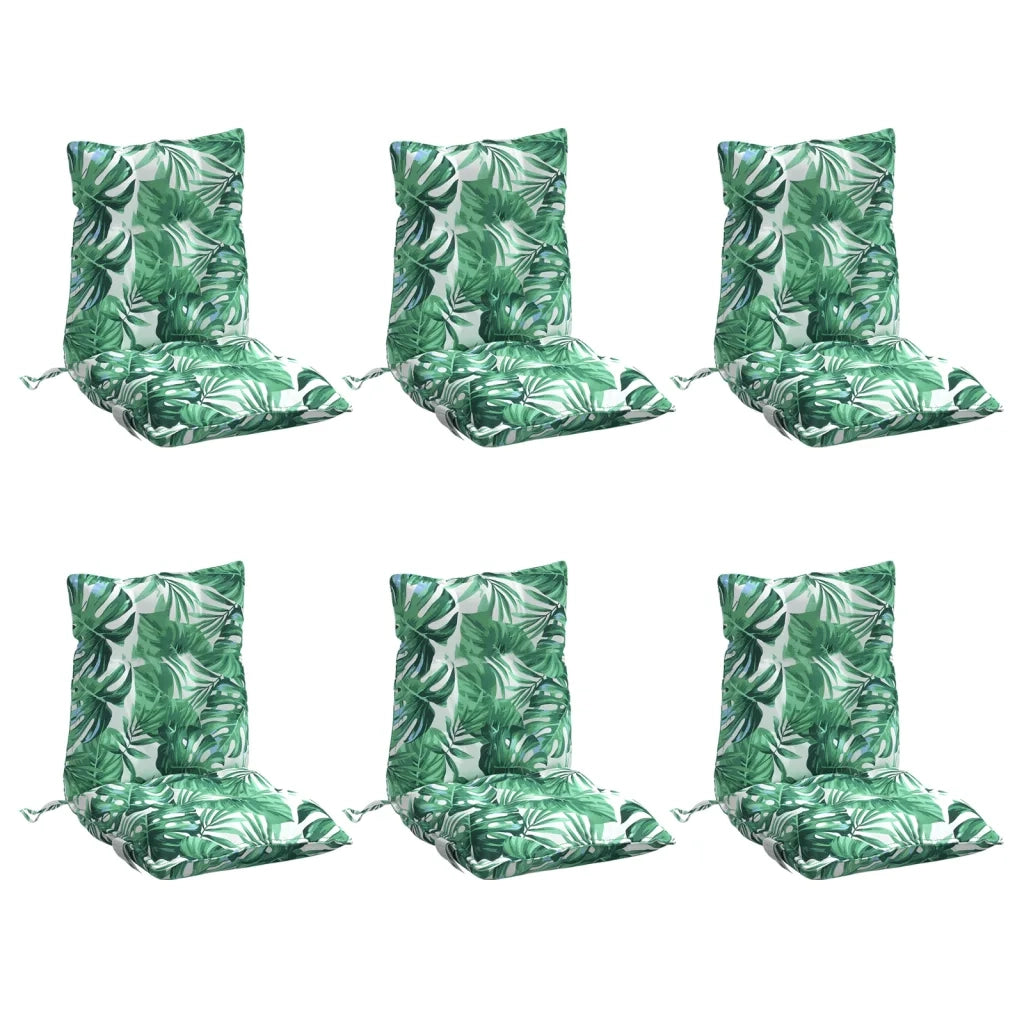 Cuscini Sedia Schienale Basso 6 pz Motivo Foglie Tessuto Oxford 377709