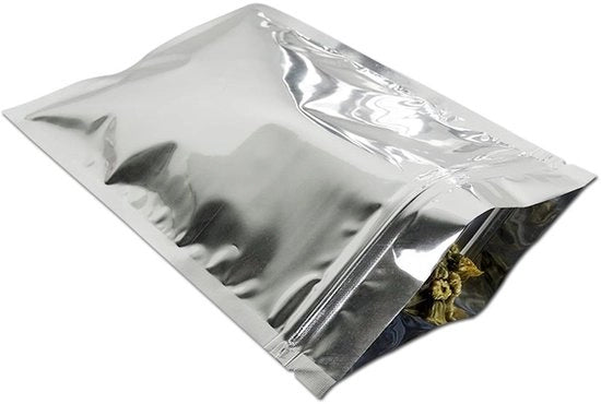 50 sacchetti di Mylar argentati da 18 x 26 cm (7,1 x 10,2 pollici) per sacchetti a zip, sacchetti di Mylar reutilizzabili con chiusura a zip Mylar sacchetto piazzabile