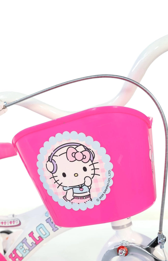 HELLO KITTY 12", bicicletta per bambini, adatta a bambini tra i 3 e i 5 anni, per altezza tra 85 e 105 cm, cestino, trom