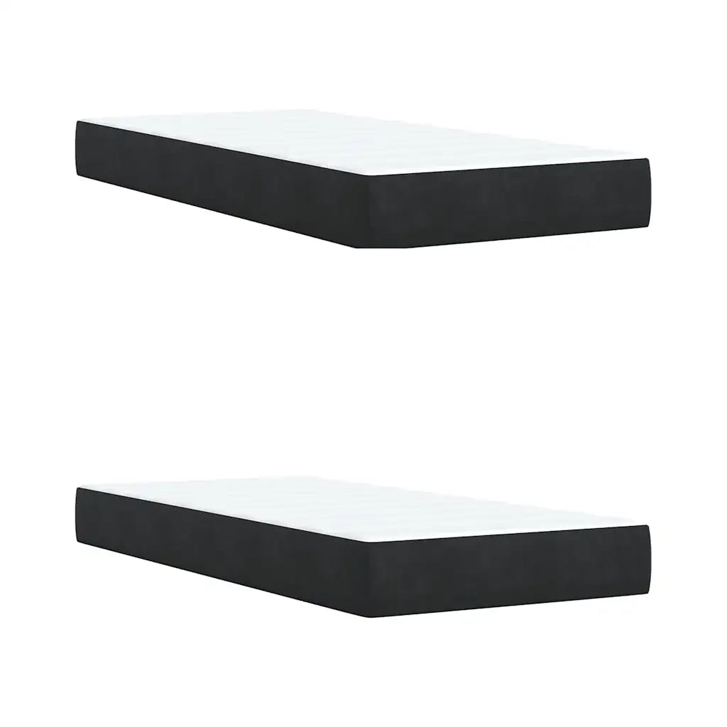 Giroletto a Molle con Materasso Nero 200x200 cm in Velluto
