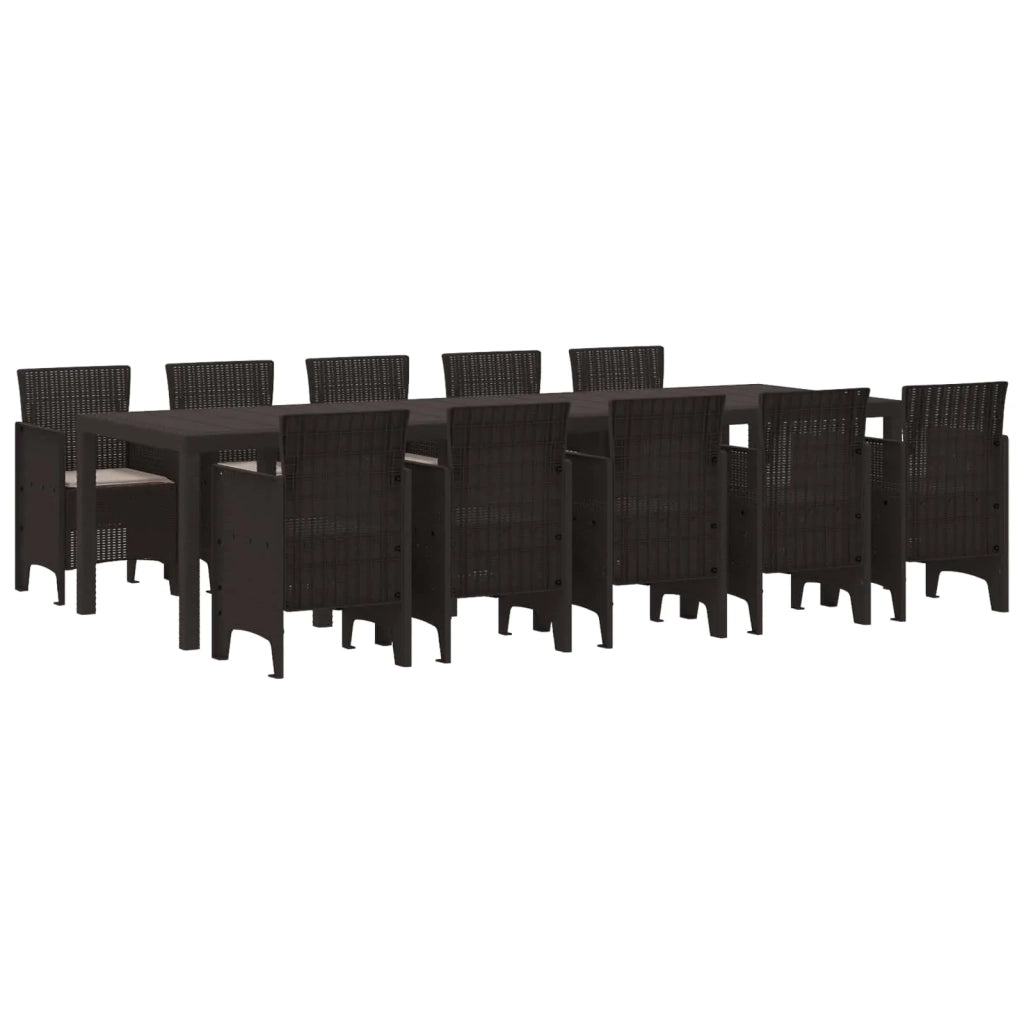 Set da Pranzo per Giardino 11 pcs Marrone e taupe Poly Rattan 3378758