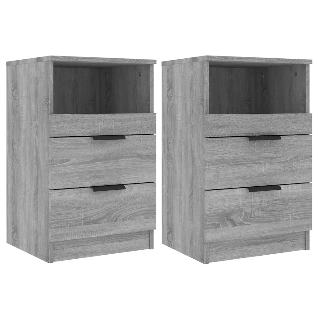 Set di 2 Comodini | Armadio da Notte | Mobiletto da notte Grigio Sonoma in Legno Multistrato