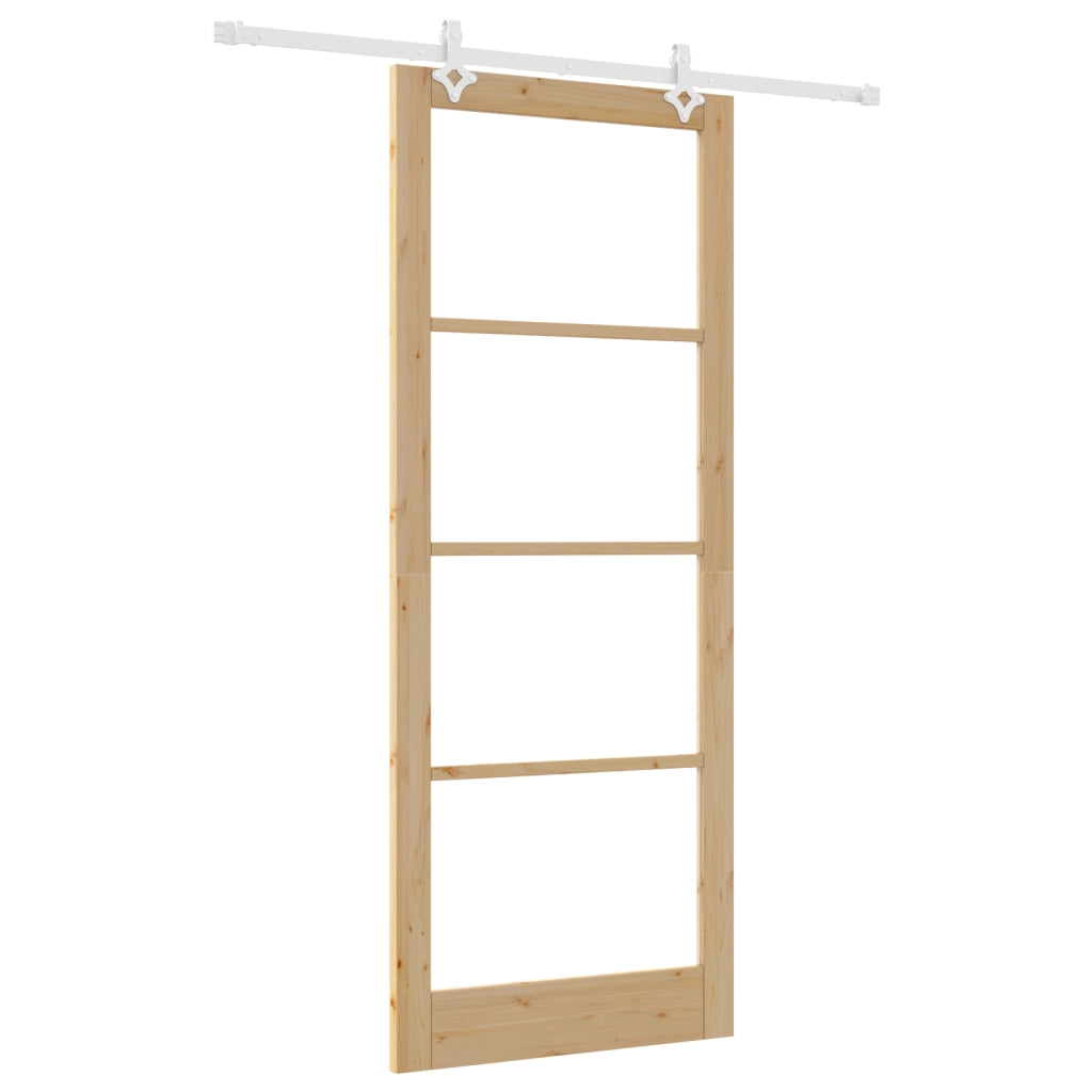 Set di Porte Scorrevoli  con Set Hardware 93x232 cm in Legno Massello di Pino