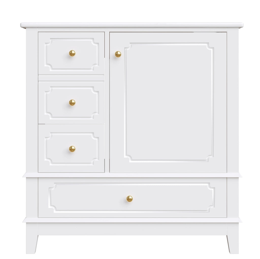 Mobile lavabo bagno 76,5 cm con lavabo in ceramica e maniglie oro