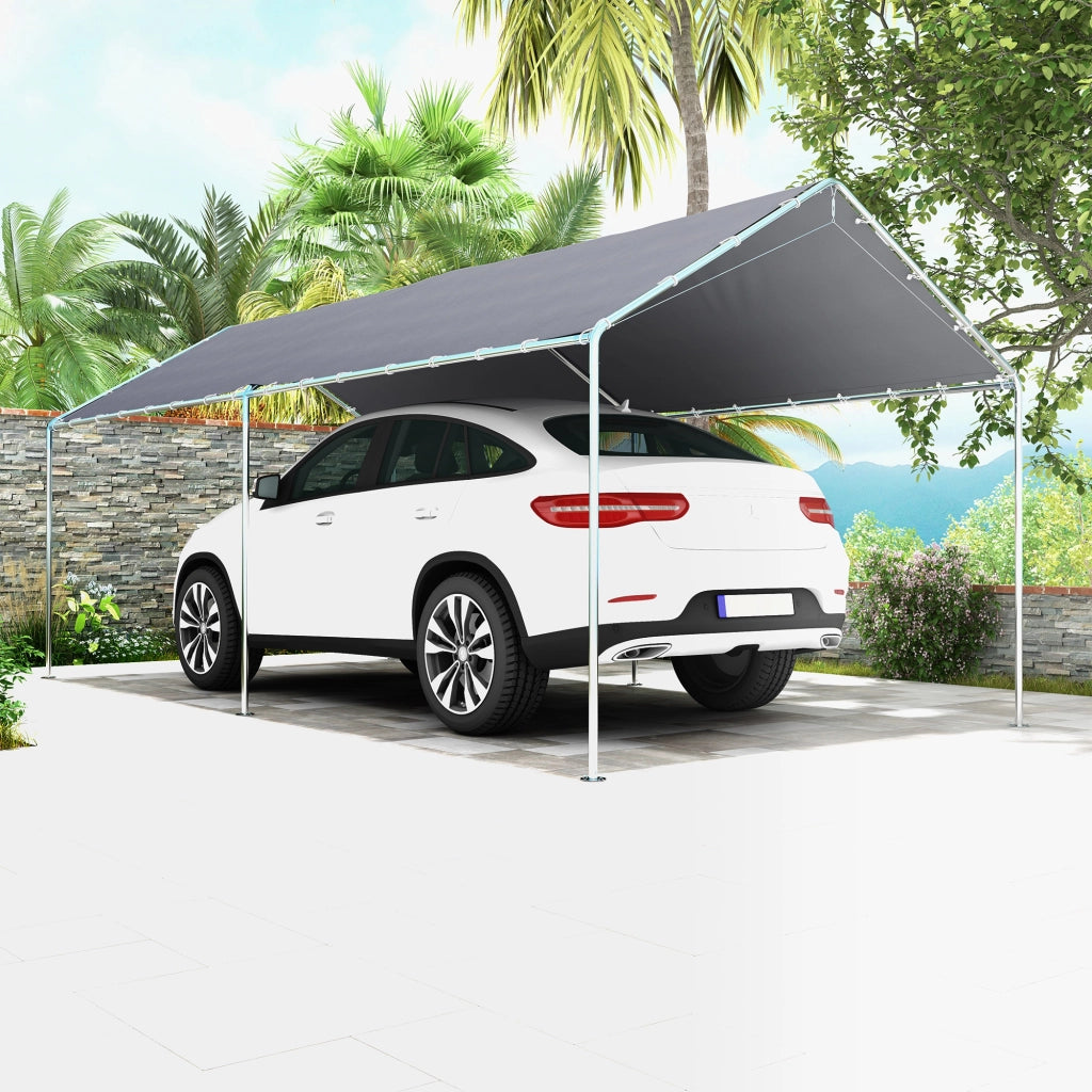 Carport per auto 6x3m ¨C zephmum ¨C acciaio galvanizzato grigio