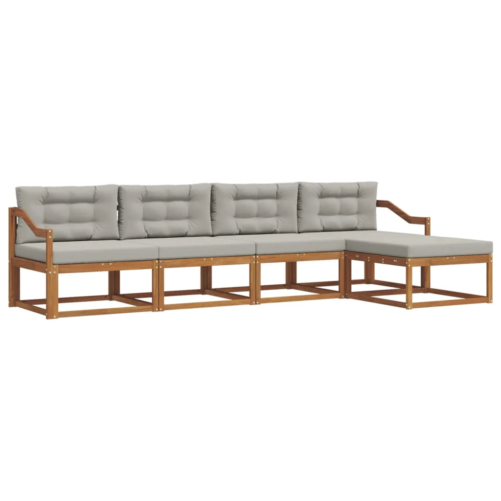 Set di divani da esterno 5 pcs Grigio Naturale e Chiaro