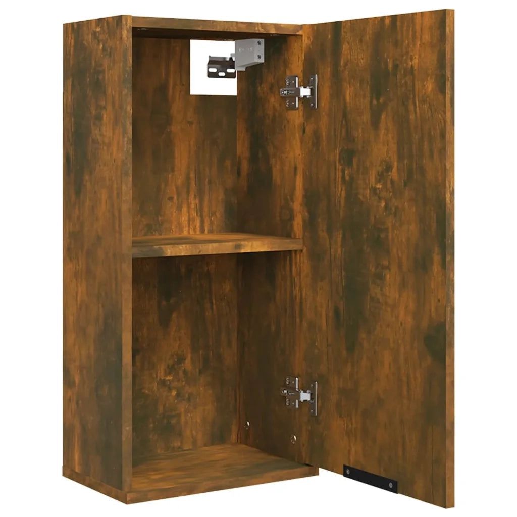 Mobiletto da bagno a parete 32 x 20 x 67 cm design elegante in legno composito effetto rovere affumicato 02_0048297
