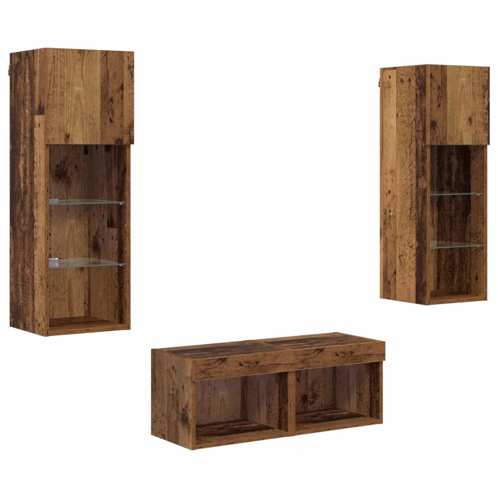 Mobiletti TV da Parete 4 pcs Rovere artigianale 3402917