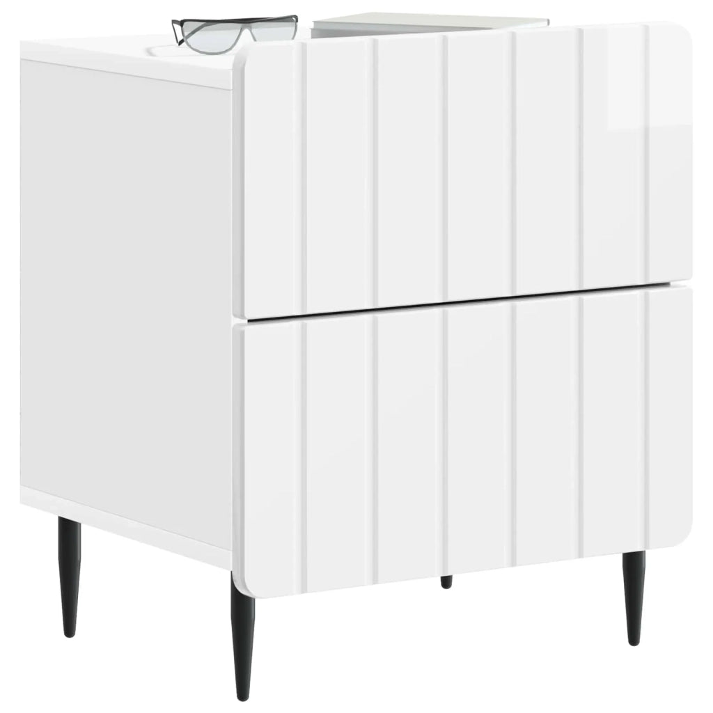 Armadio da Notte con cassetto Bianco Lucido 43 x 34,5 x 49,5 cm 894303