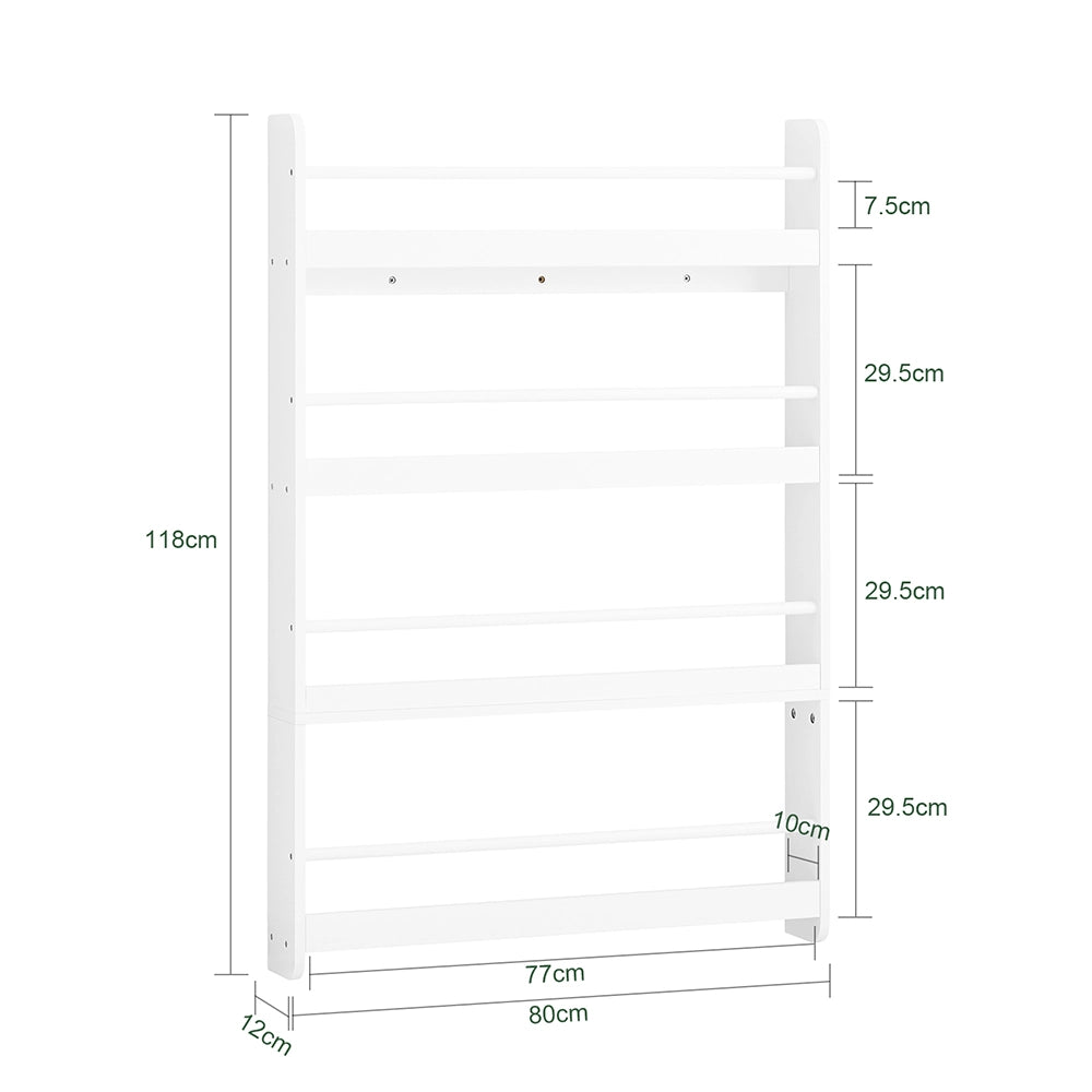 SoBuy | Libreria montessoriana per bambini bianca con 4 ripiani | Libreria per bambini | Porta libri per bambini | 80.0x12.0x118.0 cm | Capacità di carico 24 kg | KMB08-II-W