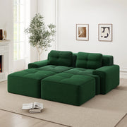 Divano Modulare Cloud con Ottoman ¨C MINIMAL ¨C Velluto a Coste, Verde, 2 Posti
