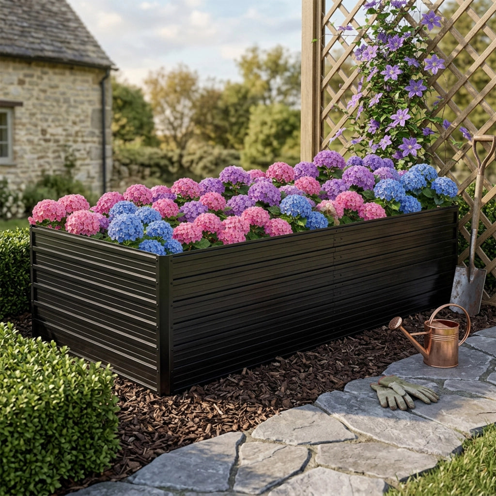 Fioriera Rialzata in Metallo ¨C MINIMAL ¨C 219x112x64 cm, Acciaio, Nero