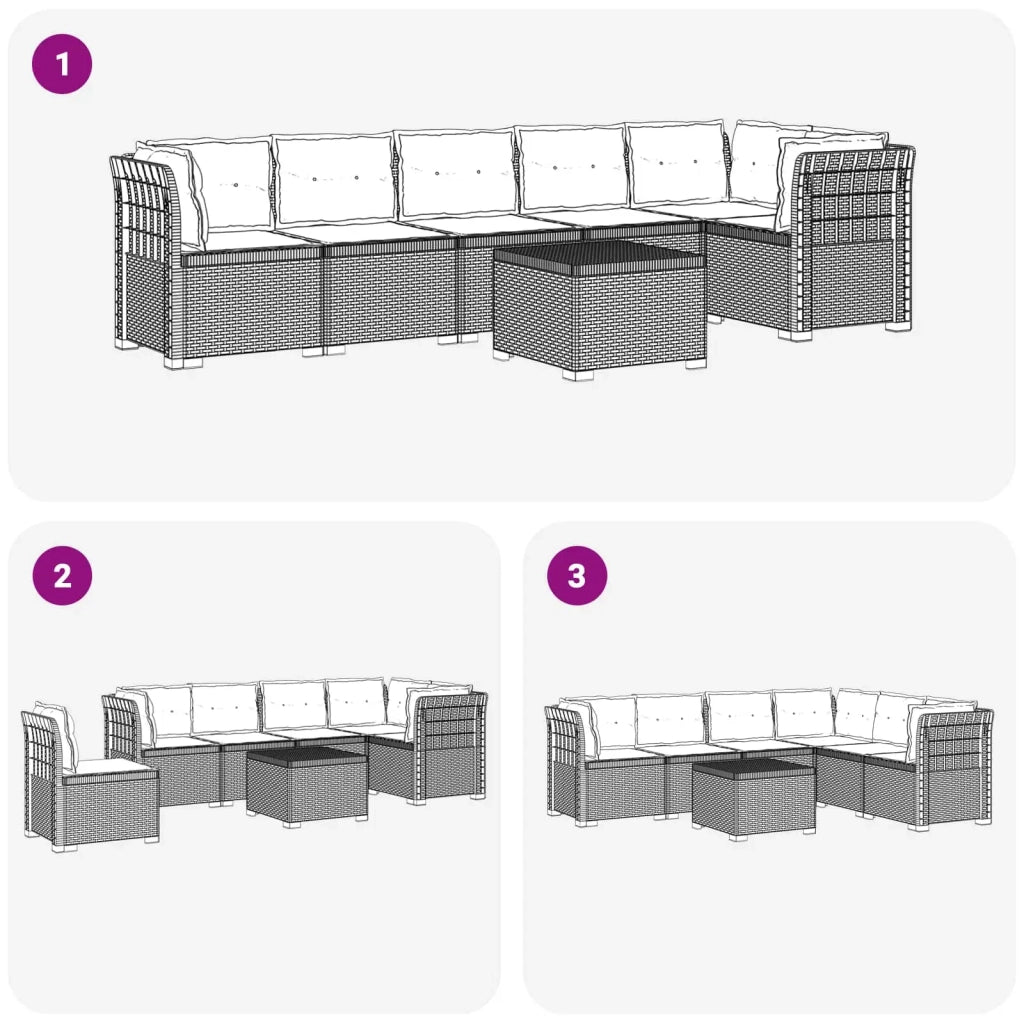 Divano da Giardino 6 Posti con Cuscini Aspetto Rattan PP 3444135