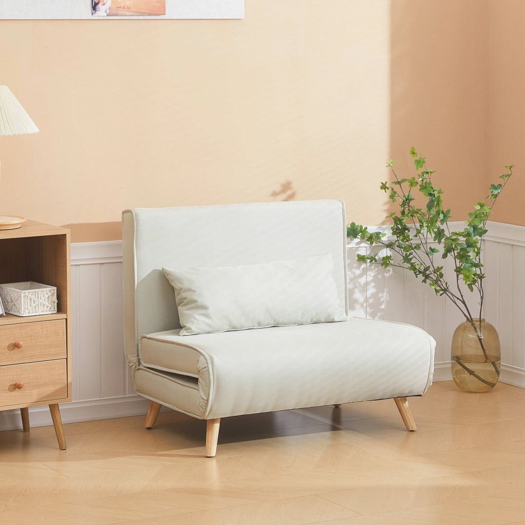 Divano letto singolo con cuscino e piedi pieghevoli ¨C zephmum ¨C bianco 120 kg