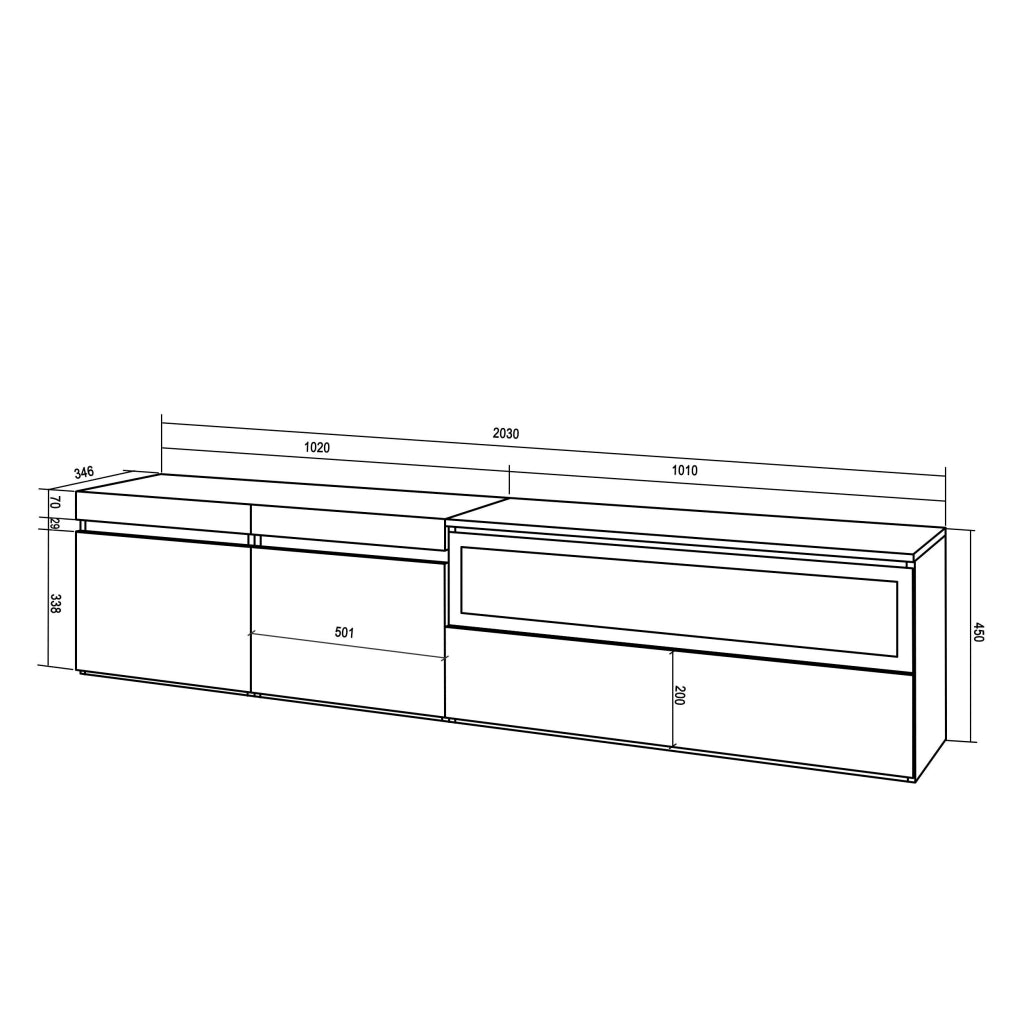 Mobile TV, 200x35x45cm, soggiorno, Per TV fino a 80", Camino elettrico, da appendere, Nero RF2195