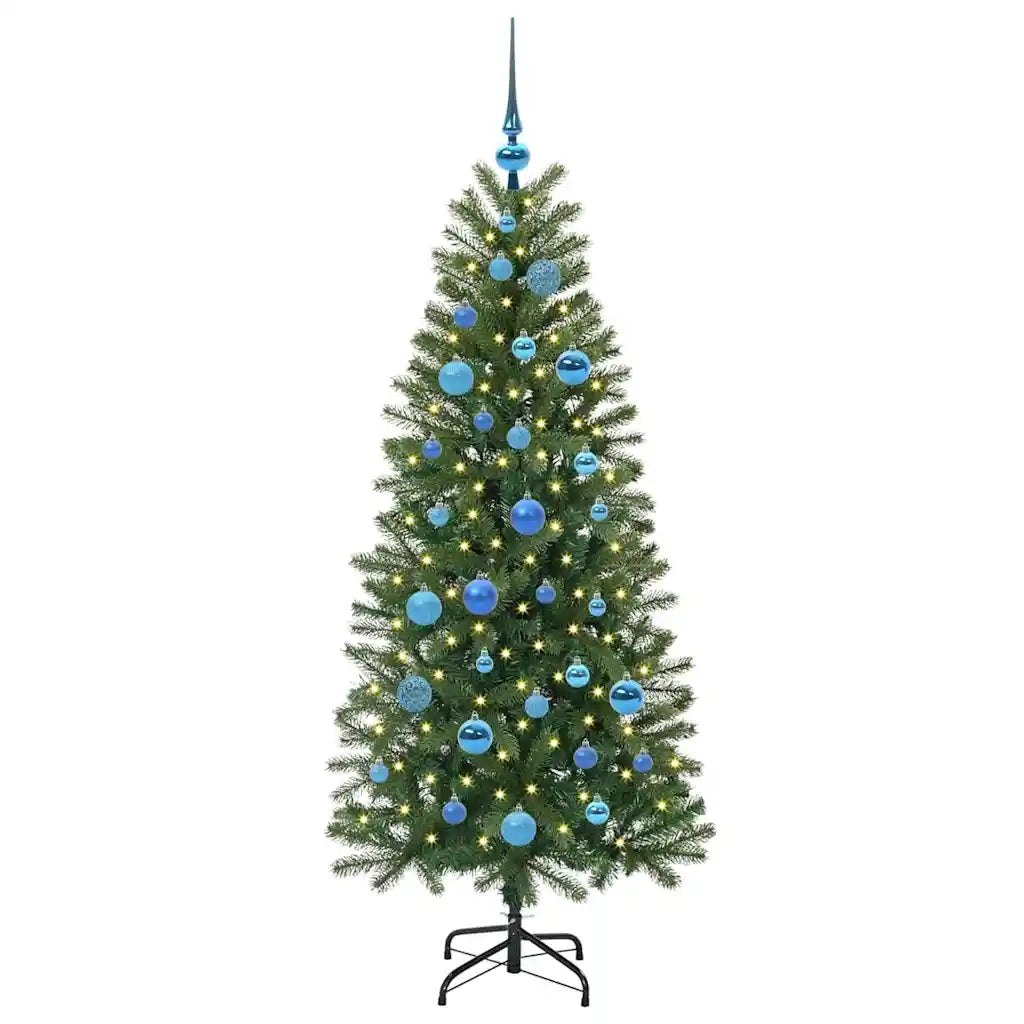 Albero di Natale Artificiale-Albero Natalizio con 150 LED Verde 150 cm PE e PVC 737824