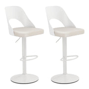Set di 2 sgabelli da bar girevoli altezza regolabile 44 x 50 x 91-111 cm comfort ergonomico stile contemporaneo similpelle bianca 20_0012543