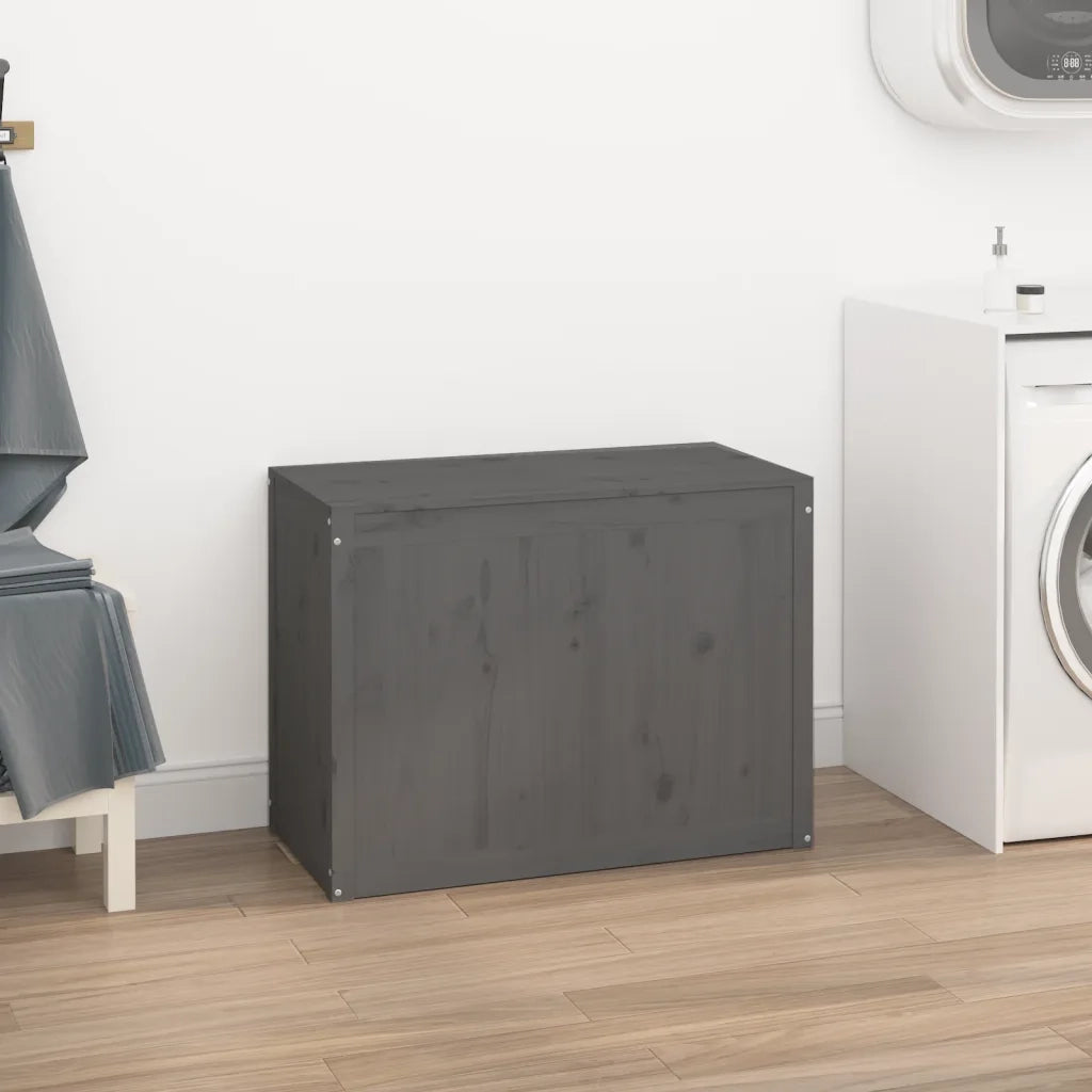 Contenitore per Bucato Grigio 88,5x44x66 cm Legno Massello Pino 823571