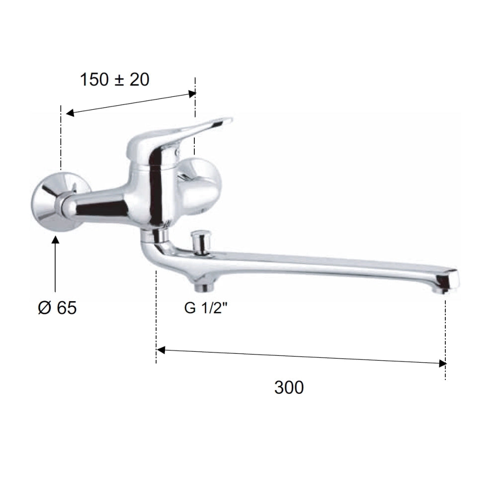 Rubinetto lavabo/vasca con bocca fusa e deviatore serie kiss