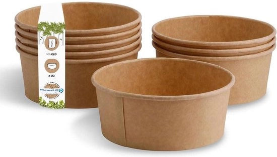Set di scodelle compostabili in cartone rigido da 50 pezzi 650 ml - servizio da asporto senza plastica - set di scodelle ecologiche