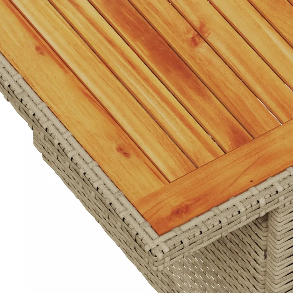 Tavolo da Giardino | Tavolino da esterno Beige 100x55x73 cm Polyrattan e Legno Acacia