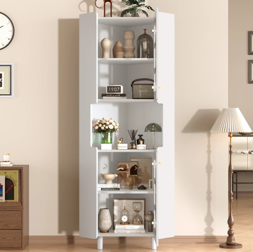 Mobile angolare contenitore bianco con LED, 63,5x157,5 cm, MDF