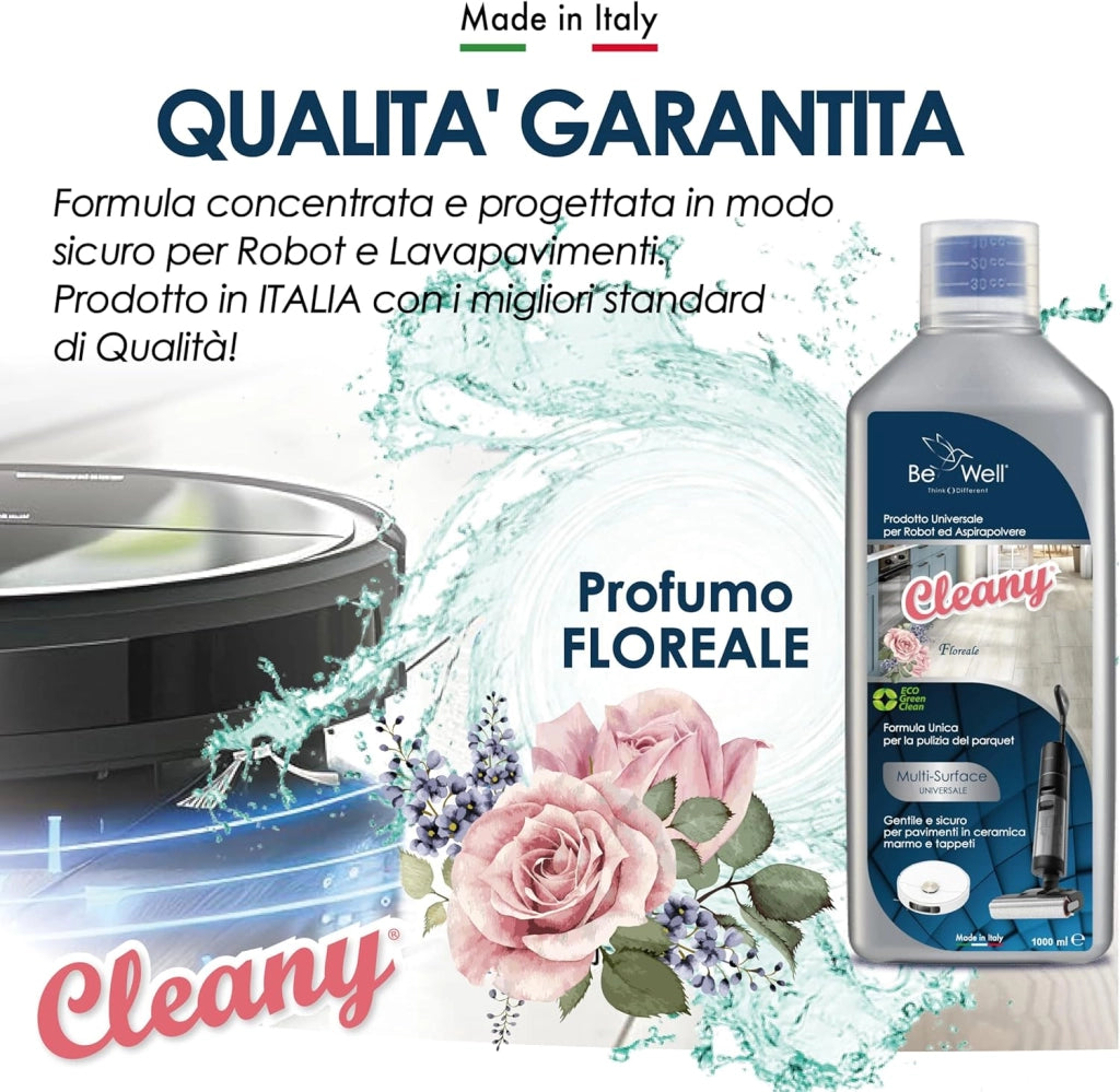PHURE Detergente Concentrato per Robot Lavapavimenti e Aspirazione con Igienizzante Multisurface 1000ml pulizia senza aloni e sostenibile Adatto a tutti i Robot (FLOREALE)