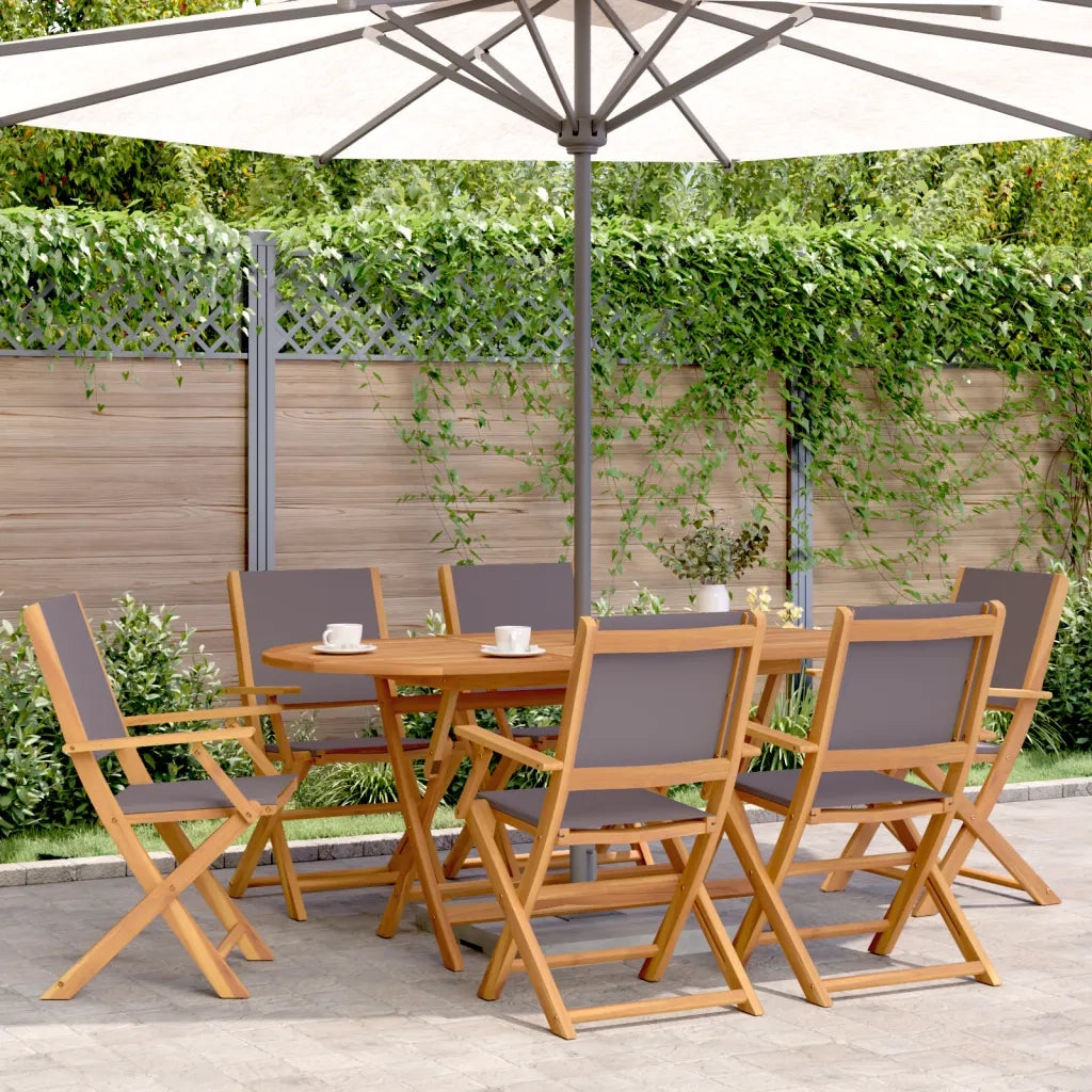 Sedie Giardino Pieghevoli 8pz Antracite Tessuto Legno Massello 3214579