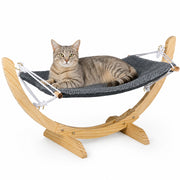 Cuccia Amaca per Gatti 72x35x10 cm Portata Max 6 kg Struttura in Legno Cuscino Grigio