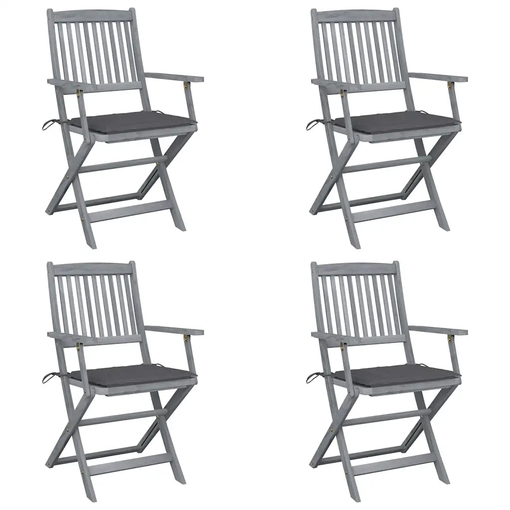 Sedie da Giardino Pieghevoli 4pz con Cuscini in Massello Acacia cod mxl 6325