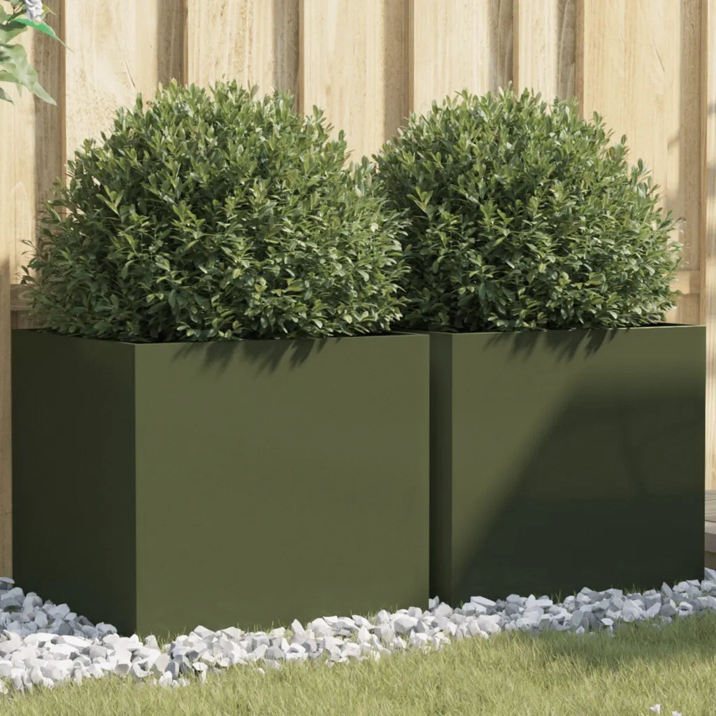 Fioriere 2pz Verde Oliva 49x47x46 cm Acciaio Laminato a Freddocod mxl 112193