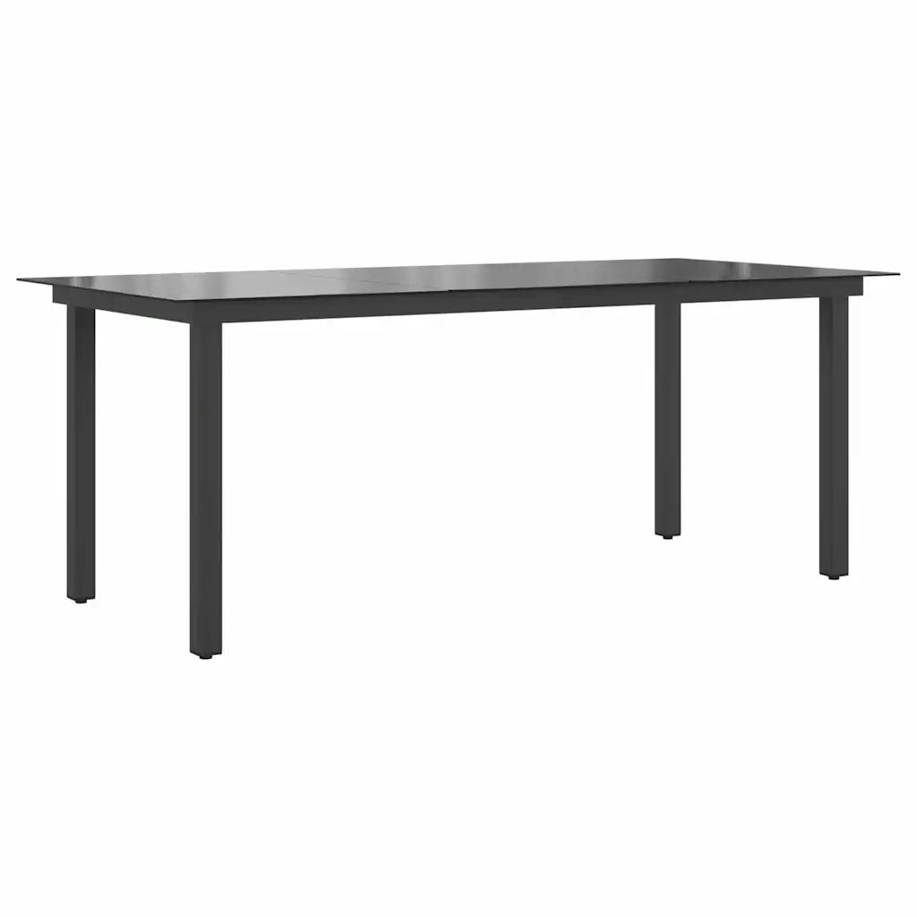 Tavolo da Giardino Nero 190x90x74 cm in Alluminio e Vetro 42789