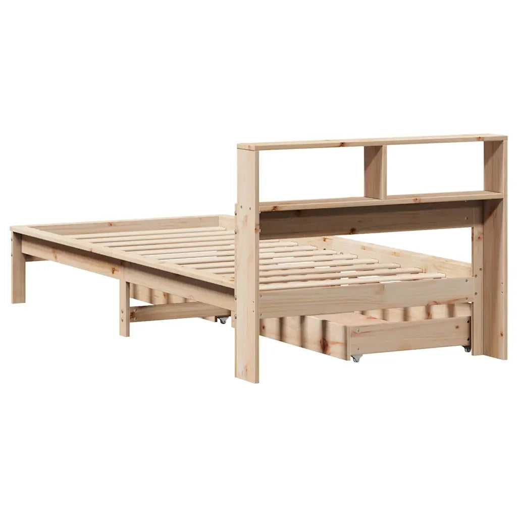 Giroletto con Libreria senza Materasso 75x190 cm in Legno Pino