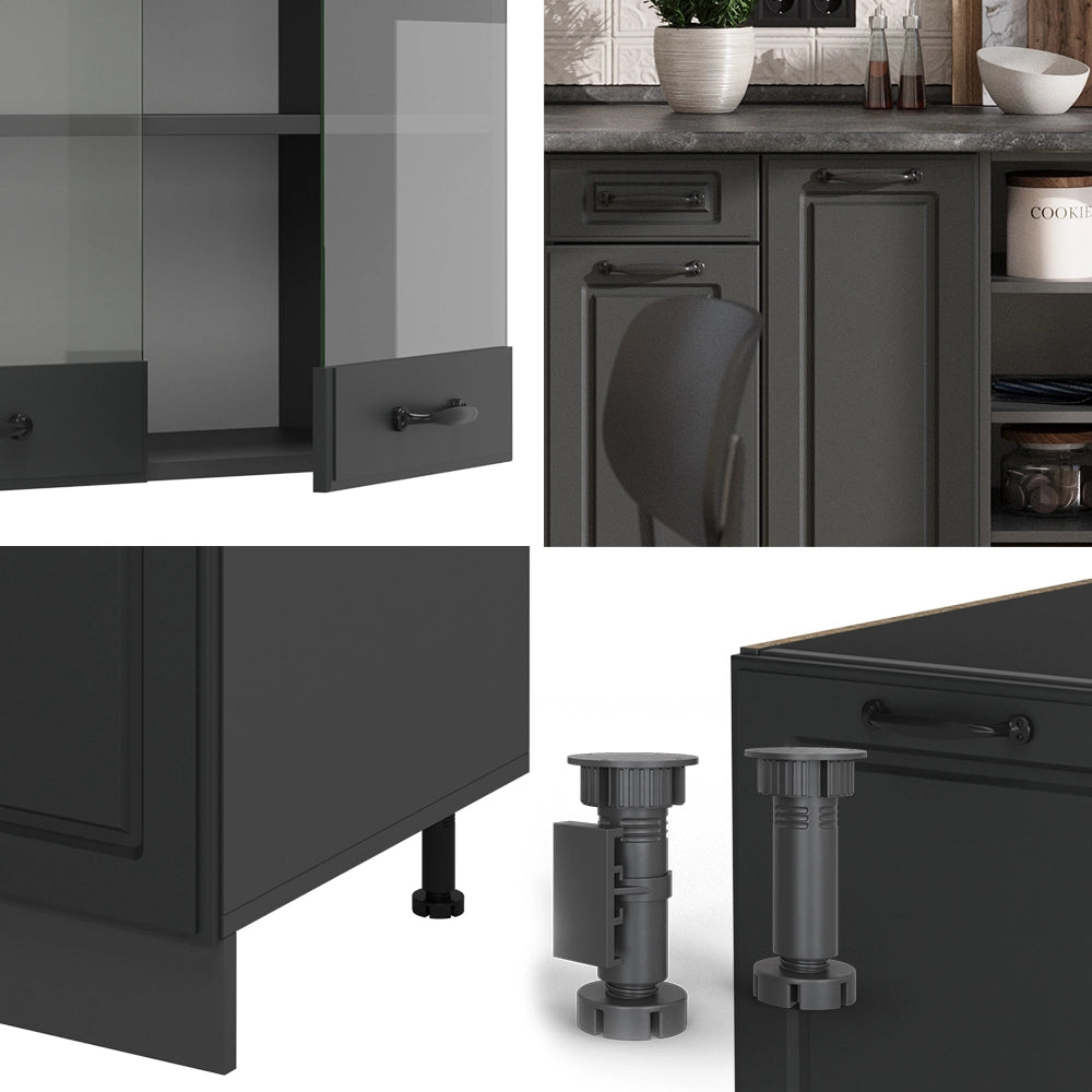 Vicco Cucina componibile Casa di campagna antracite/antracite 240 cm , PL Marmo