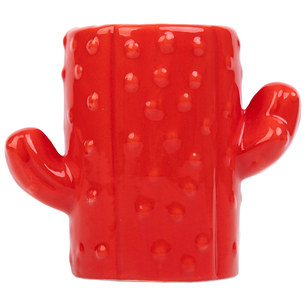 Portapenne cactus in ceramica rossa 13,5x7,8x11h