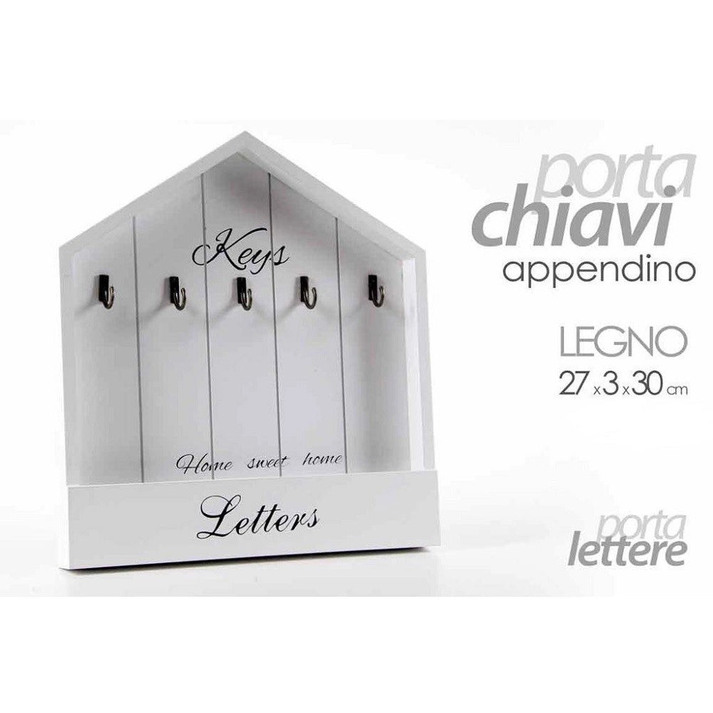 Trade Shop - Portachiavi Lettere Posta Appendino Tavolo Da Parete Muro Legno 27x3x30cm 715358 -