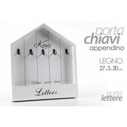 Trade Shop - Portachiavi Lettere Posta Appendino Tavolo Da Parete Muro Legno 27x3x30cm 715358 -
