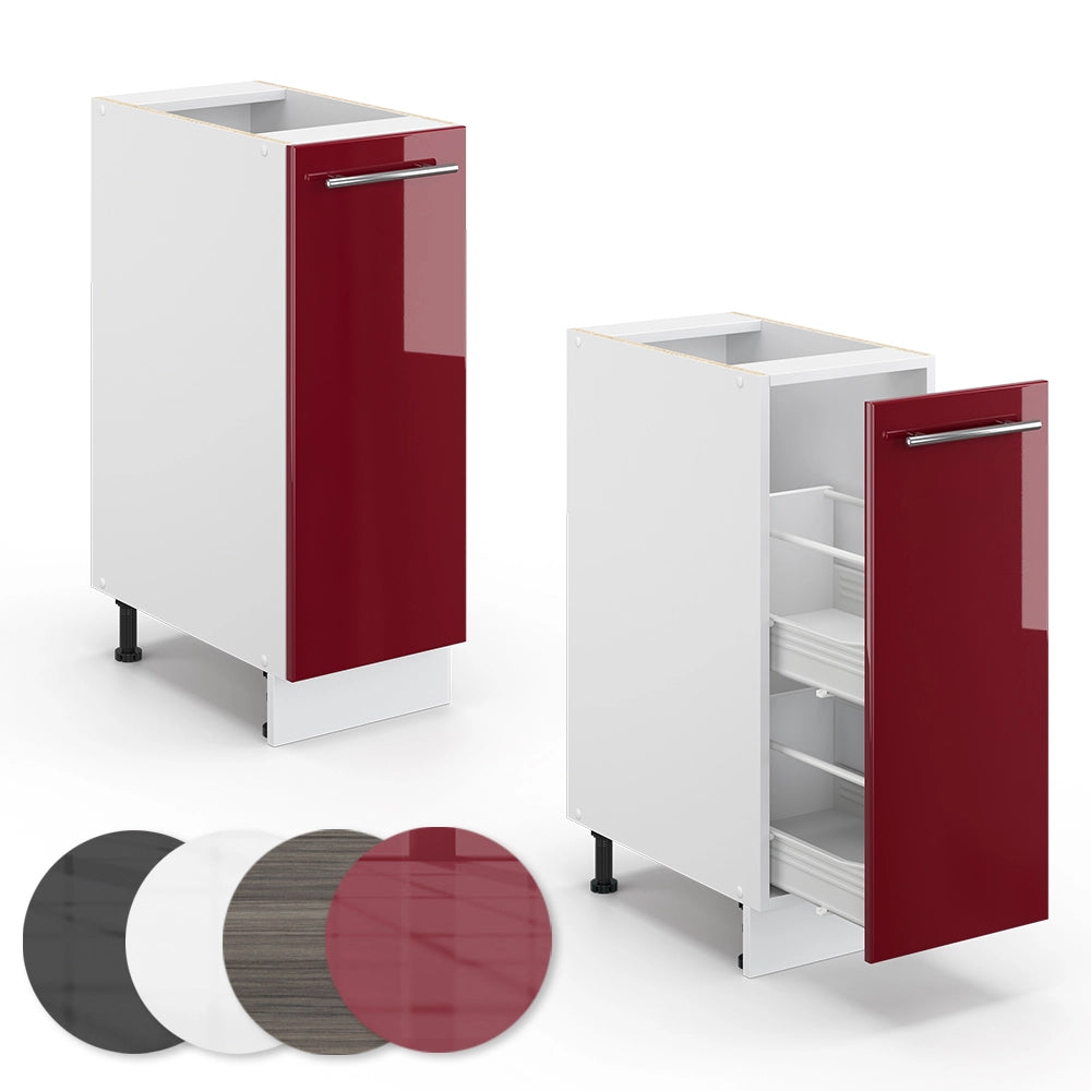 Vicco Armadio cucina dispensa alto Rosso bordeaux lucido 30 cm senza piano di lavoro