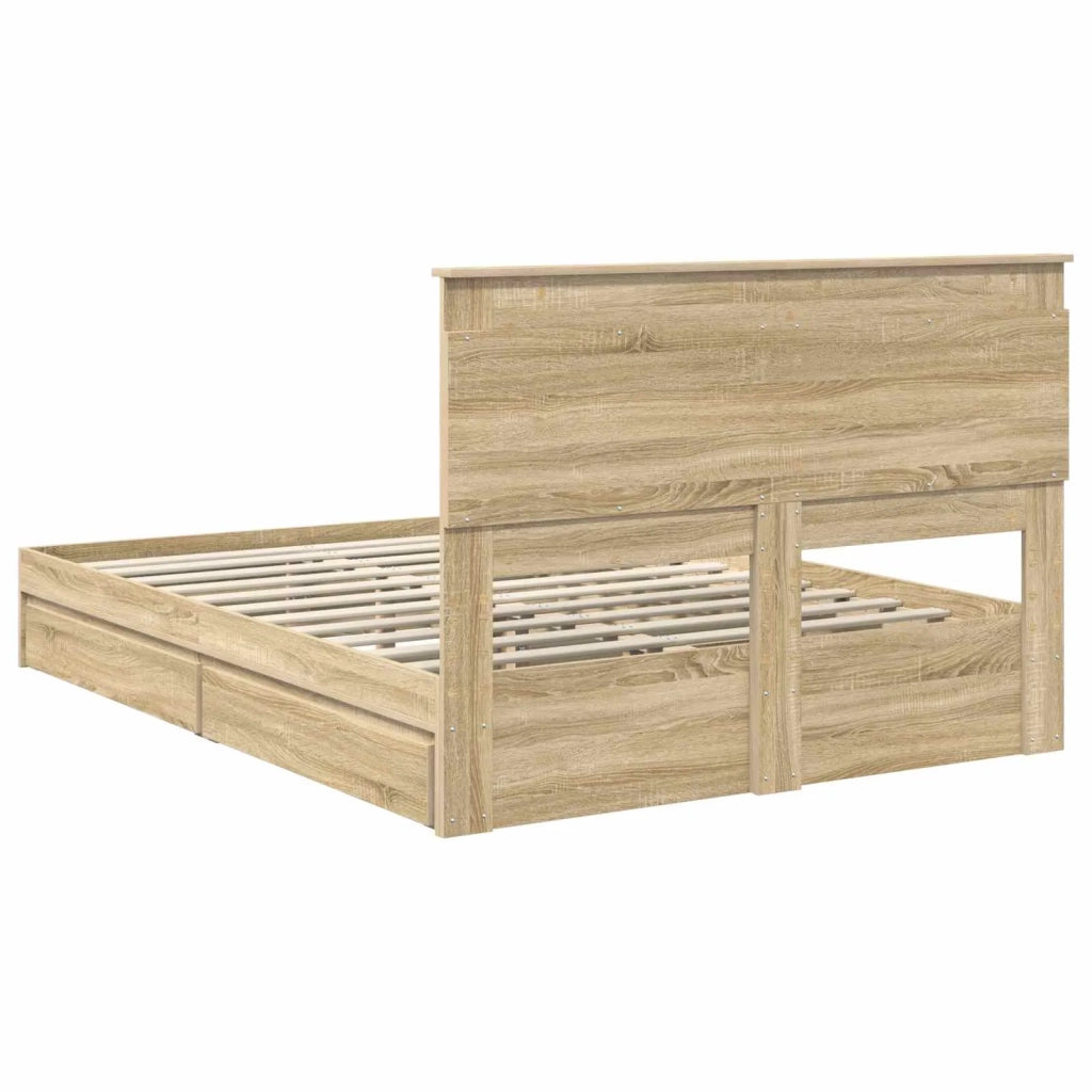 Letto con Contenitore con testiera Rovere Sonoma 140 x 190 cm 3410240
