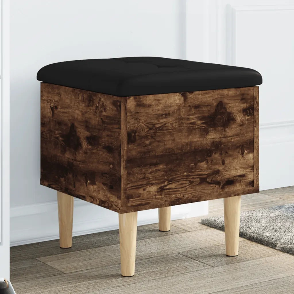 Panca Portaoggetti-Sgabello-Panca con Contenitore Rovere Fumo 42x42x46 cm Legno Multistrato