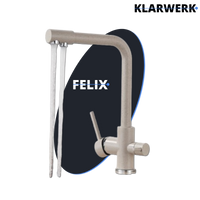 FELIX | Rubinetto per acqua potabile a 3 vie color beige sabbia | miscelatore da cucina ad osmosi in acciaio inossidabile | Filtro 3 connessioni